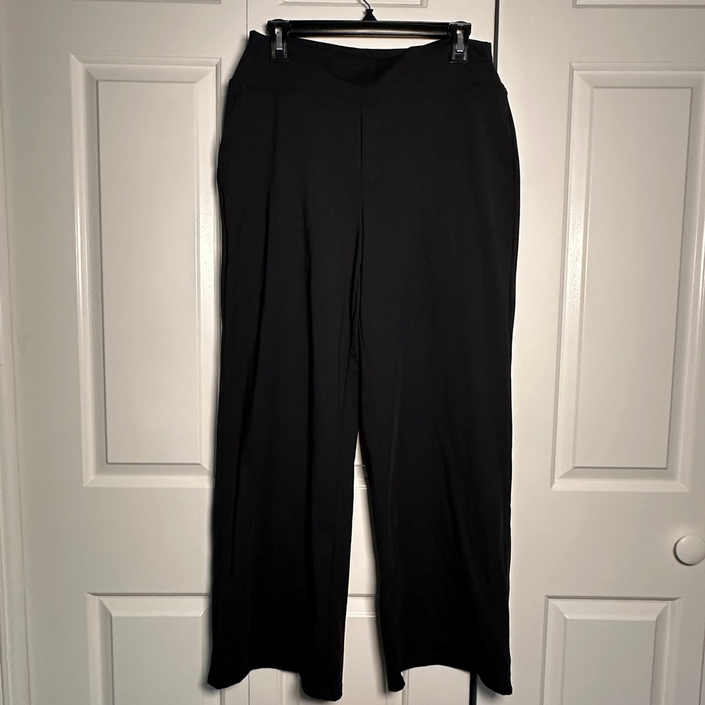 G4Free Black Wide Leg Yoga Dress Pants XL High Waist Work Slacks Pockets